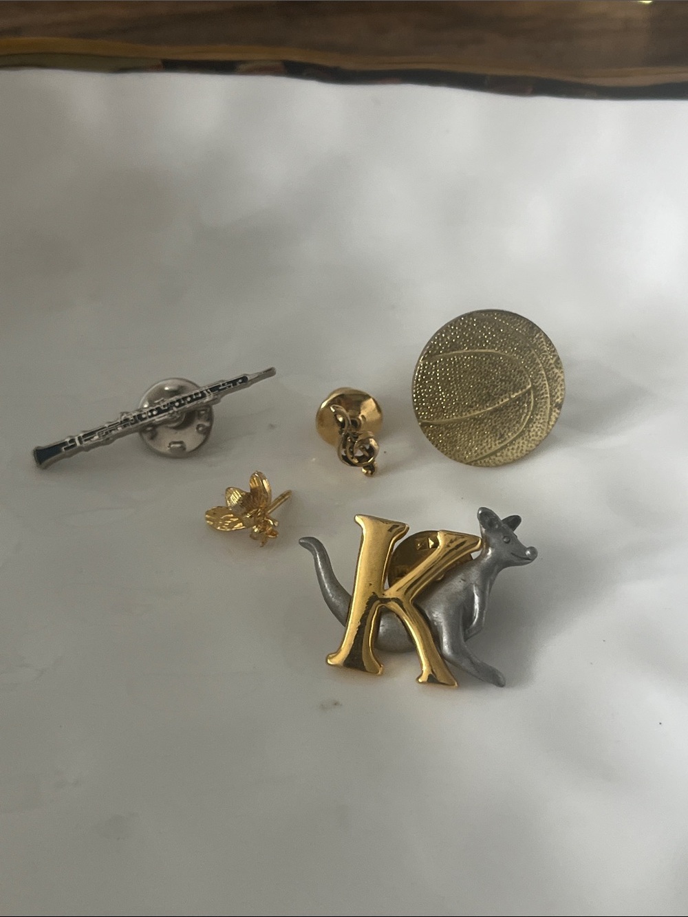 Mixed Metal Animal Pin Set with Gold 'K' Accent